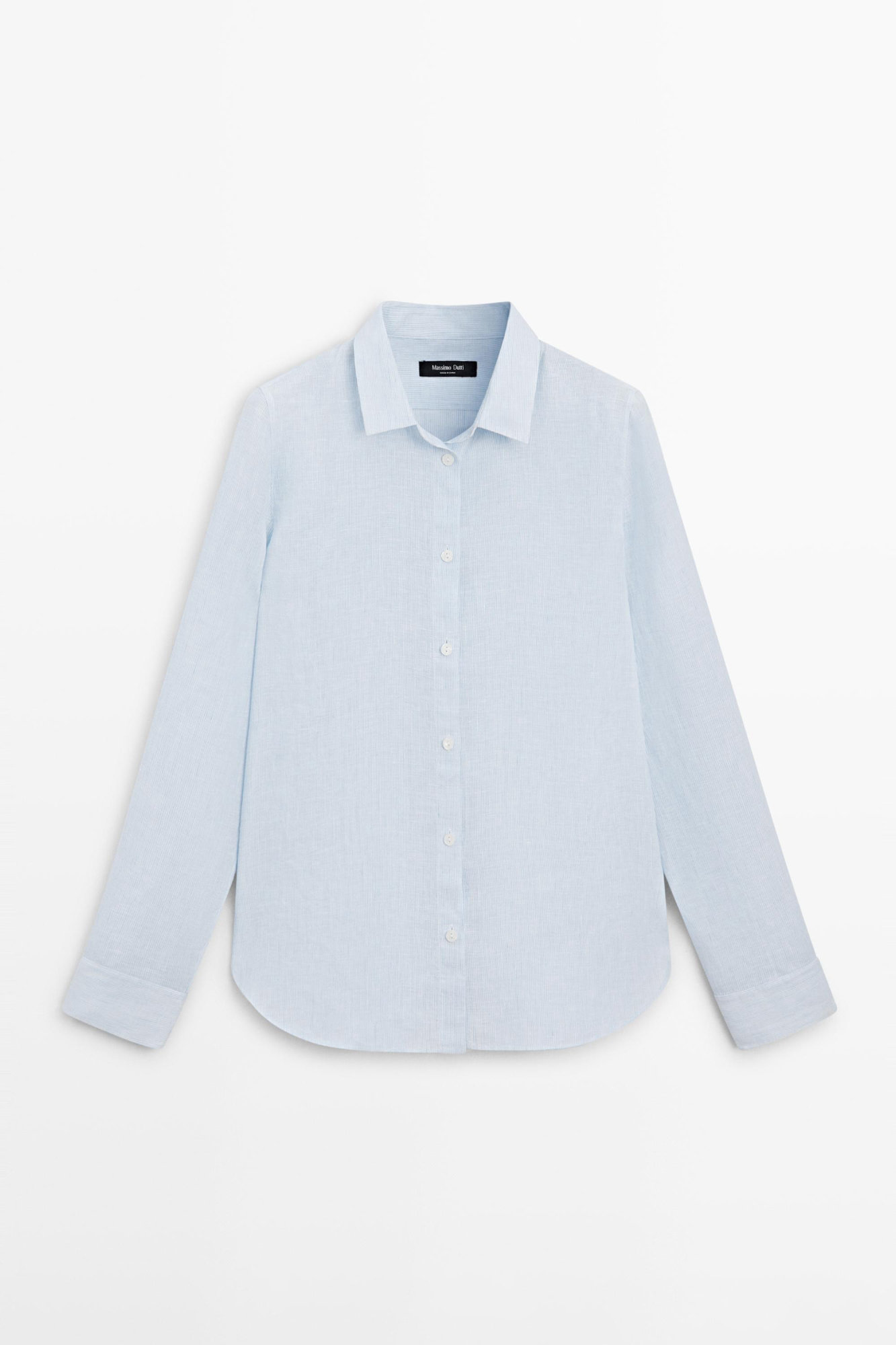 Gestreiftes Hemd 100% Leinen Regular-Fit · Himmelblau · Hemden | Massimo Dutti