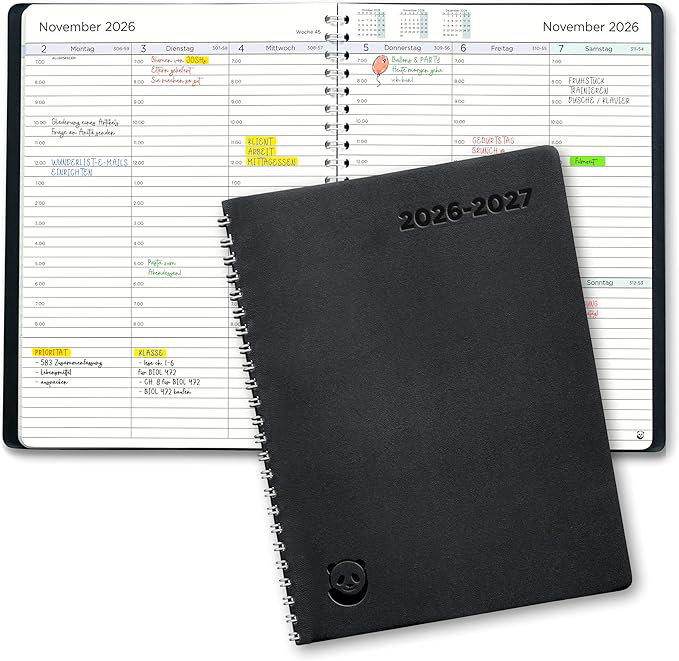 Terminplaner 2026 2027 von Smart Panda - Lehrerkalender & Schulplaner, Wochenplaner mit 30 Minuten Taktung